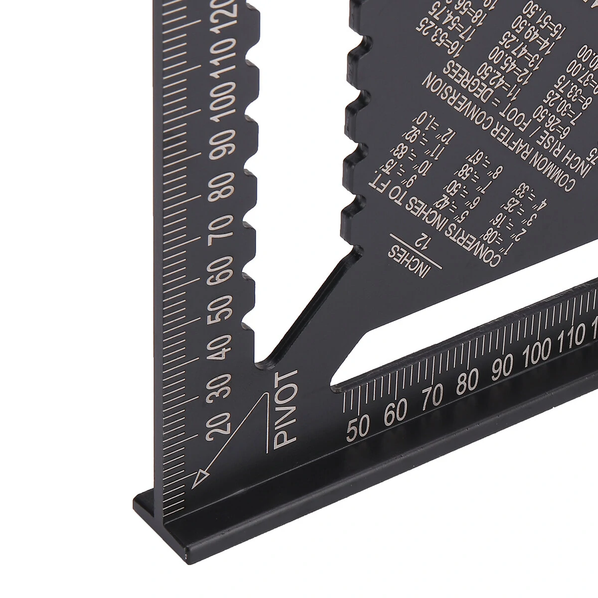 (image for) 12-inch Aluminum Alloy Triangle Ruler with Protractor Scriber and Sawtooth Guide Multifunctional Tool