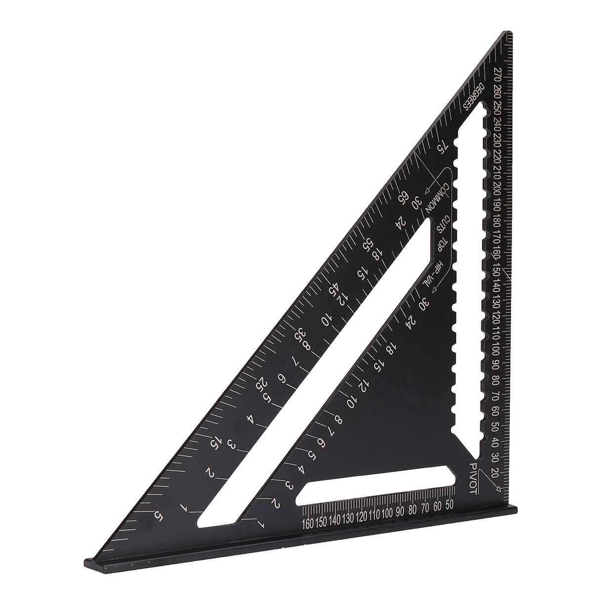 (image for) 12-inch Aluminum Alloy Triangle Ruler with Protractor Scriber and Sawtooth Guide Multifunctional Tool