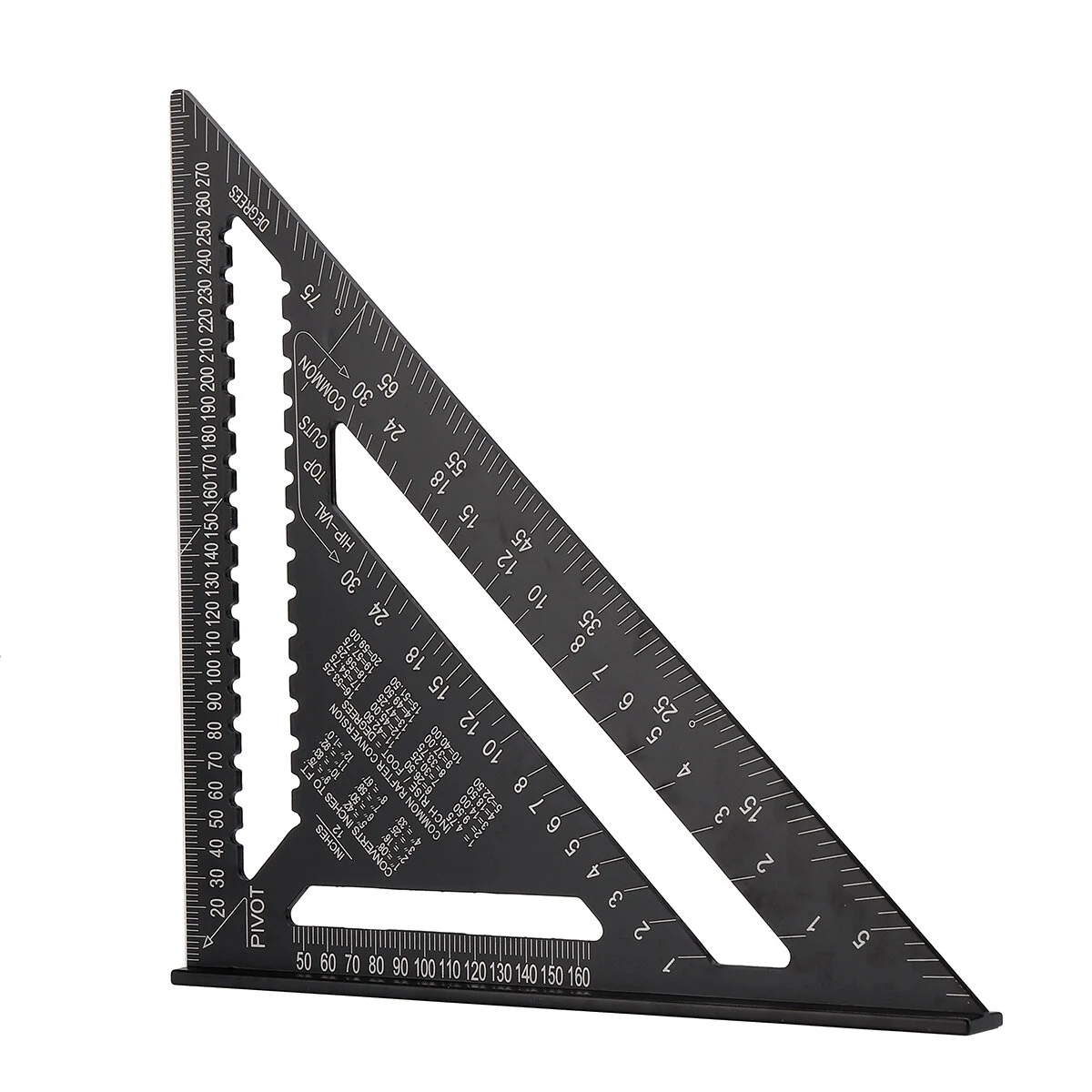 (image for) 12-inch Aluminum Alloy Triangle Ruler with Protractor Scriber and Sawtooth Guide Multifunctional Tool