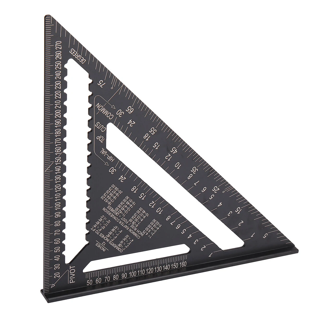 (image for) 12-inch Aluminum Alloy Triangle Ruler with Protractor Scriber and Sawtooth Guide Multifunctional Tool
