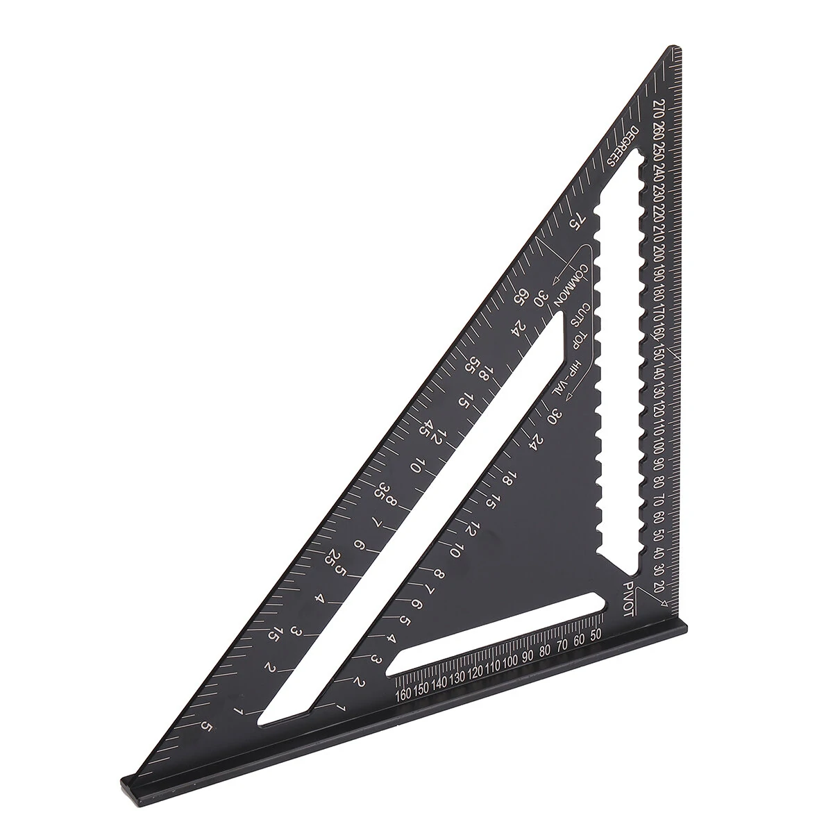 (image for) 12-inch Aluminum Alloy Triangle Ruler with Protractor Scriber and Sawtooth Guide Multifunctional Tool