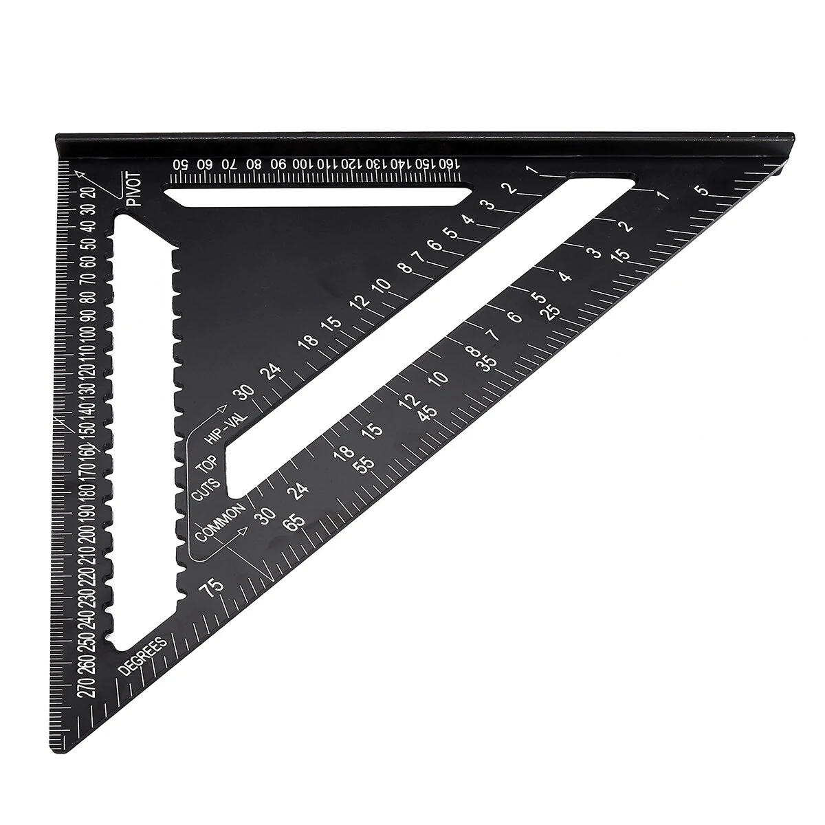 (image for) 12-inch Aluminum Alloy Triangle Ruler with Protractor Scriber and Sawtooth Guide Multifunctional Tool