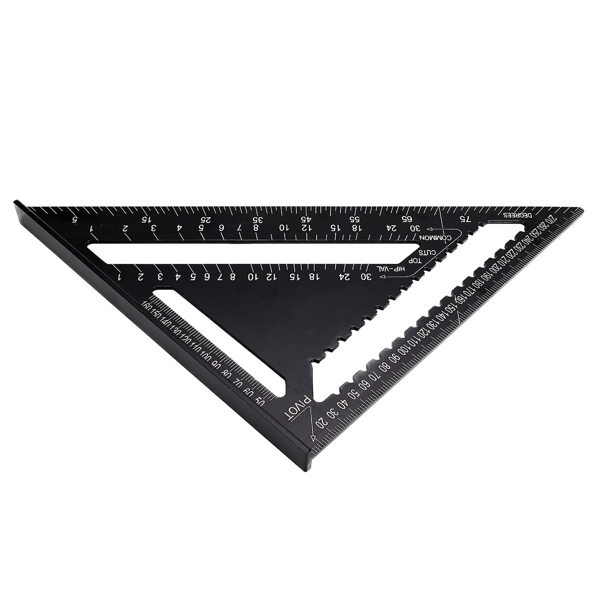 (image for) 12-inch Aluminum Alloy Triangle Ruler with Protractor Scriber and Sawtooth Guide Multifunctional Tool