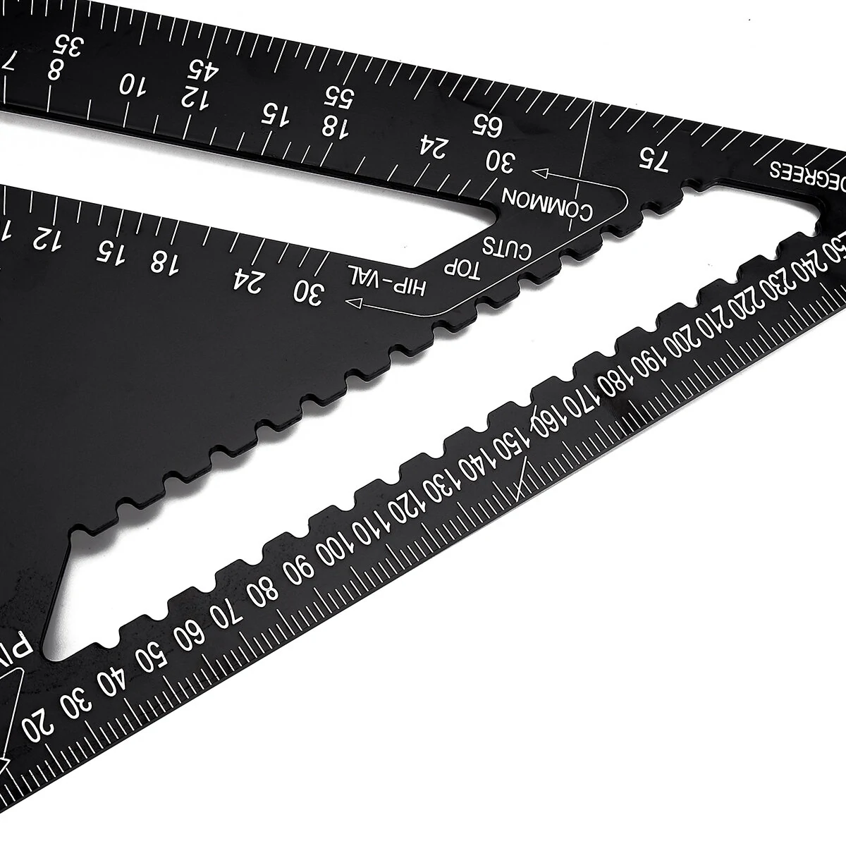 (image for) 12-inch Aluminum Alloy Triangle Ruler with Protractor Scriber and Sawtooth Guide Multifunctional Tool