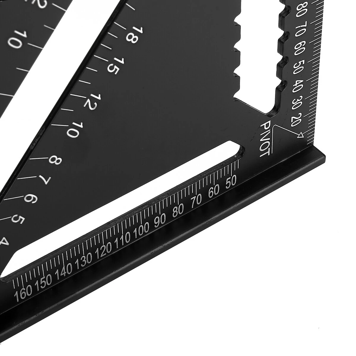(image for) 12-inch Aluminum Alloy Triangle Ruler with Protractor Scriber and Sawtooth Guide Multifunctional Tool