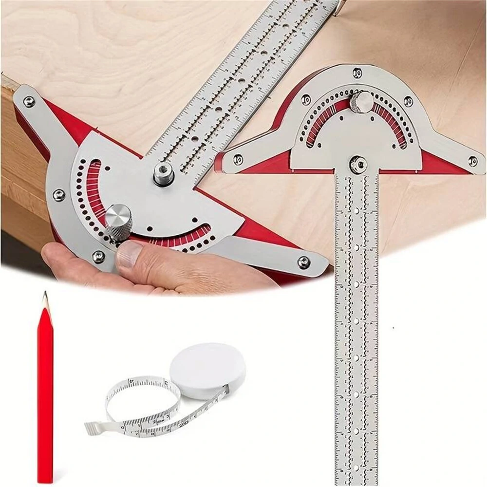 (image for) 1PCS Woodworking Edge Ruler Protractor Angle Detector Vernier Caliper Measuring Tool Woodworking Tools 10inch/15inch/20inch