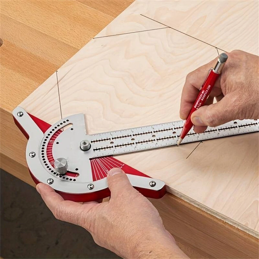 (image for) 1PCS Woodworking Edge Ruler Protractor Angle Detector Vernier Caliper Measuring Tool Woodworking Tools 10inch/15inch/20inch