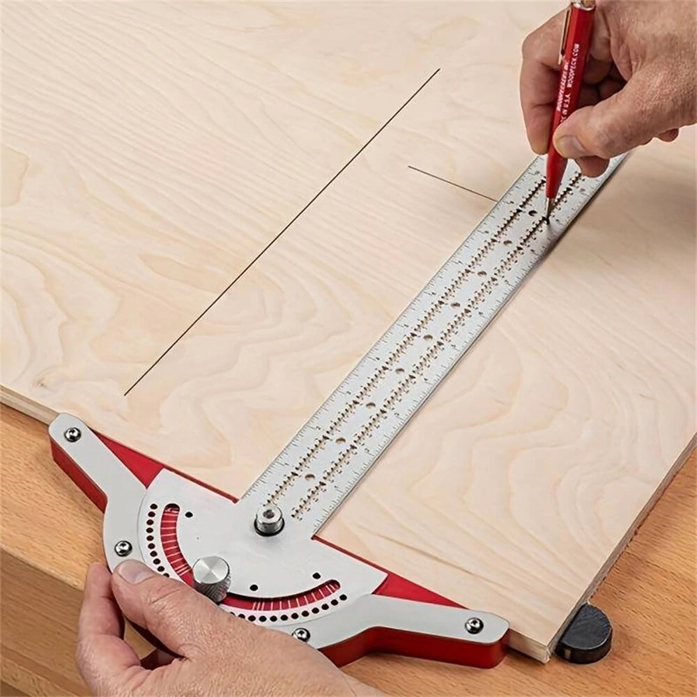 (image for) 1PCS Woodworking Edge Ruler Protractor Angle Detector Vernier Caliper Measuring Tool Woodworking Tools 10inch/15inch/20inch
