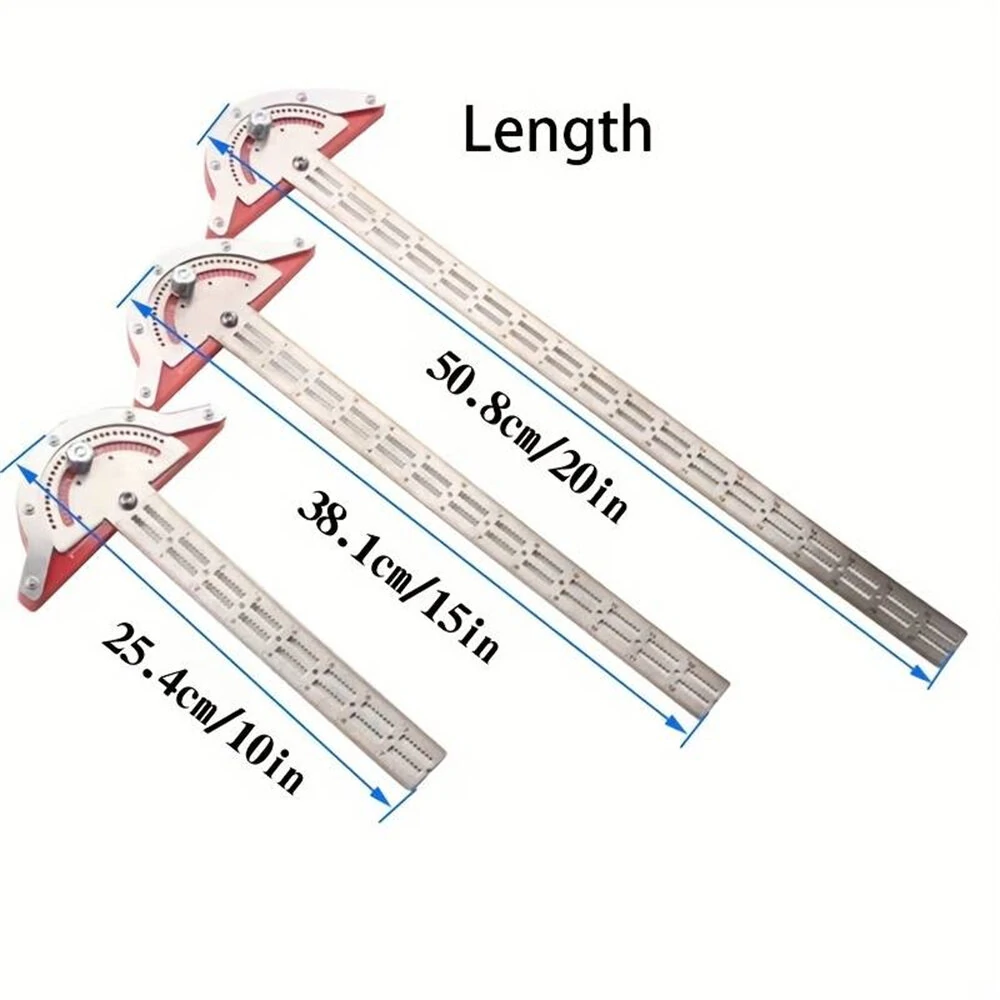(image for) 1PCS Woodworking Edge Ruler Protractor Angle Detector Vernier Caliper Measuring Tool Woodworking Tools 10inch/15inch/20inch