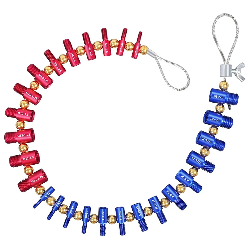 (image for) 26PCS Nut and Bolt Thread Checker Detachable Nut and Bolt Size Gauge Thread Gauge Suitable for Detecting Fixed Bolts or Threaded Holes in Enclosed Areas