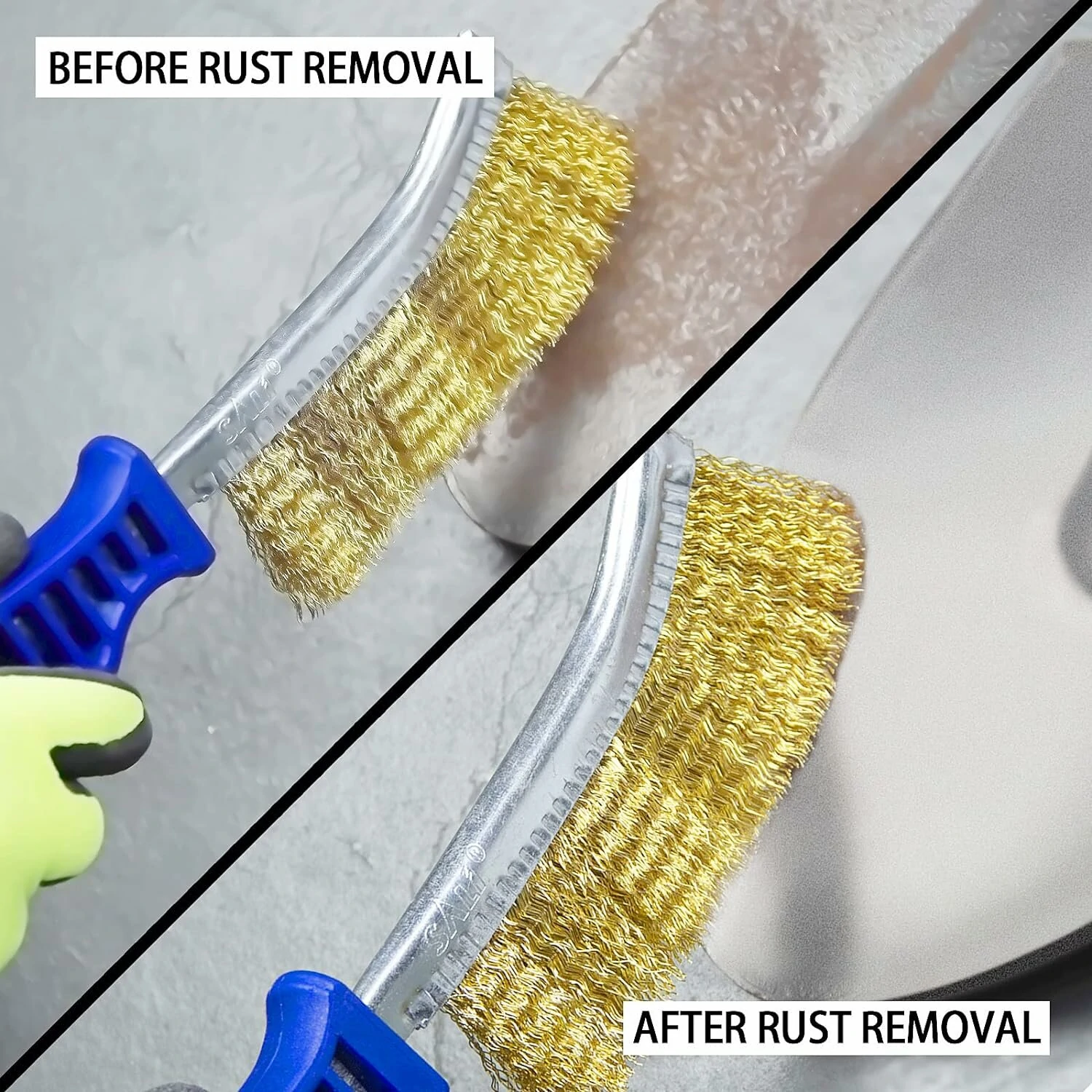 (image for) 2PCS Heavy Duty Wire Brushes for Cleaning Rust Removal Carbon and Stainless Steel Bristles 11" Long Ergonomic Plastic Handle Ideal for Paint Welding Slag Rust Removal