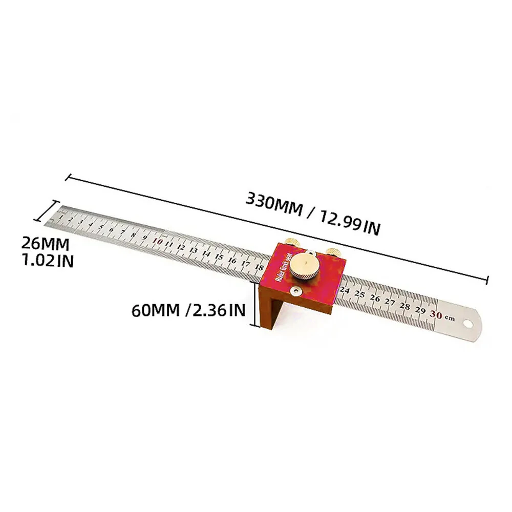 (image for) 30cm Scribing Ruler with 90 Degrees Scale High Precision Measuring and Marking Gauge Woodworking Essential Tools Sturdy and Durable Great for DIY Projects