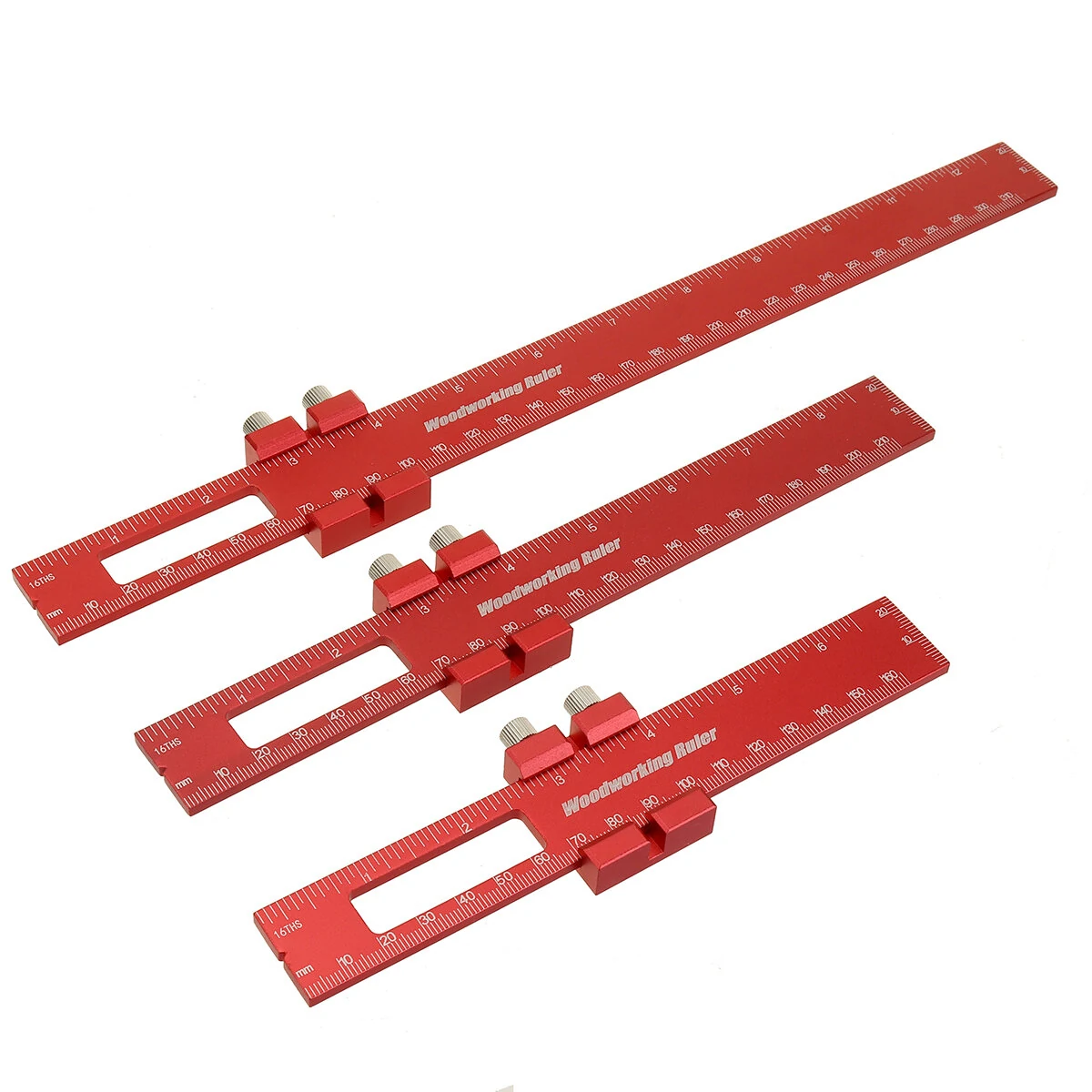 (image for) 3pcs Aluminum alloy Precision Pocket Ruler Woodworking Positioning Scribing Gauge Carpenter Markinig Ruler