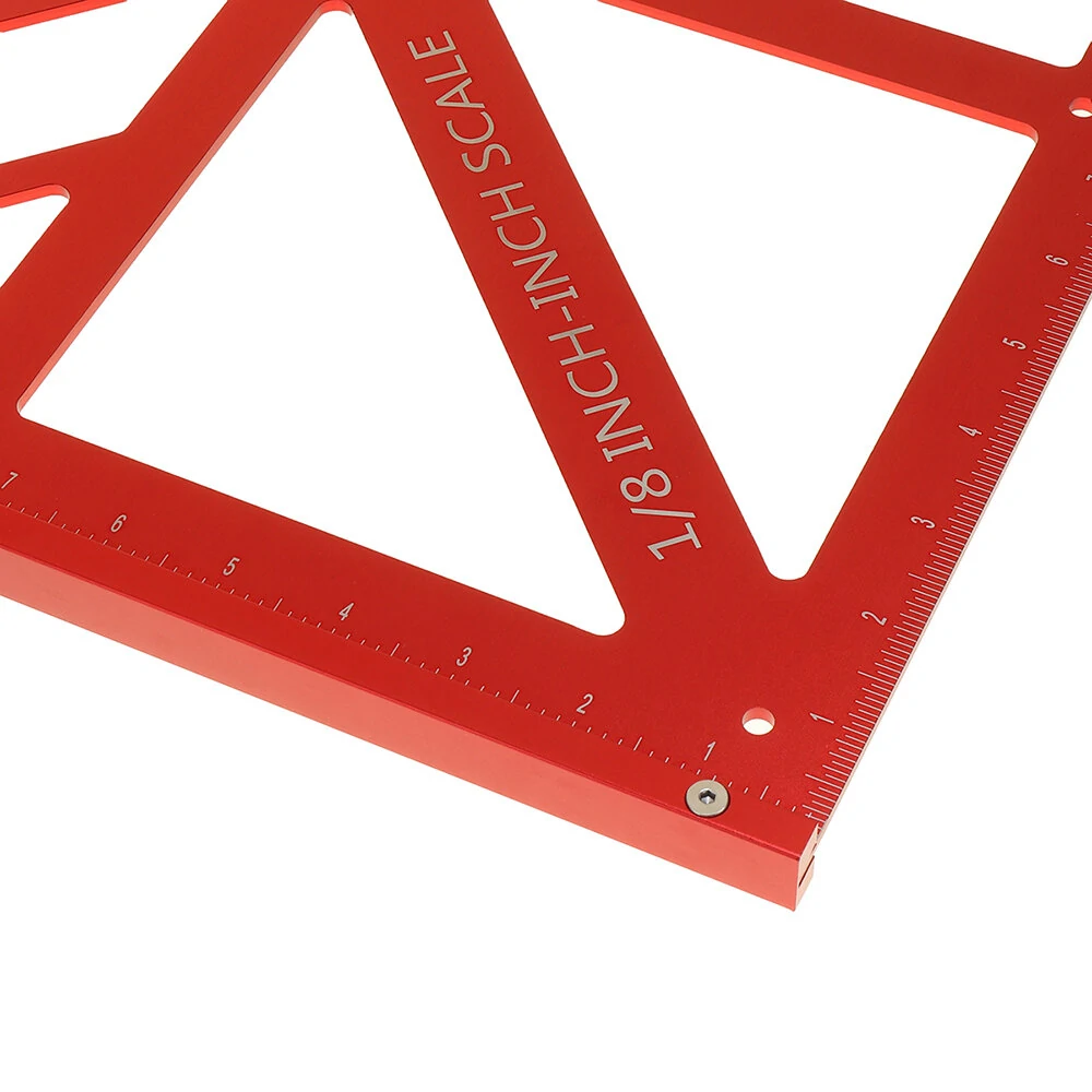 (image for) 90/45 Degree Aluminum Alloy Multi-function Woodworking Triangle Ruler Inch Precision Triangle Ruler