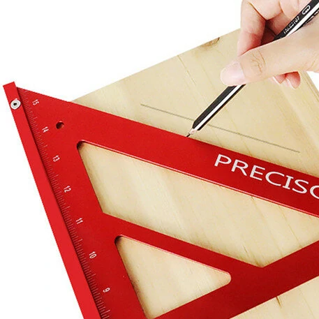 (image for) 90/45 Degree Aluminum Alloy Multi-function Woodworking Triangle Ruler Inch Precision Triangle Ruler
