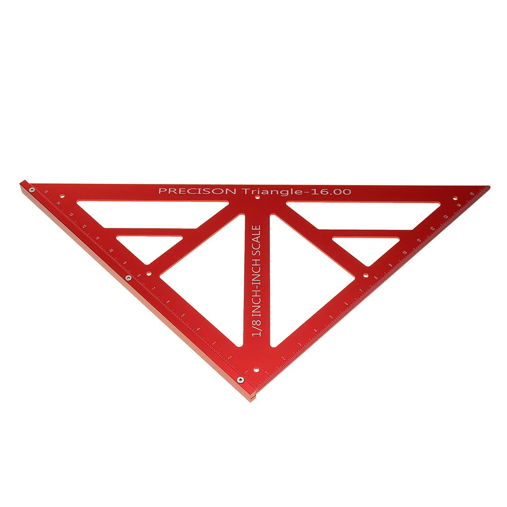 (image for) 90/45 Degree Aluminum Alloy Multi-function Woodworking Triangle Ruler Inch Precision Triangle Ruler