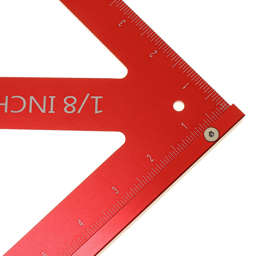(image for) 90/45 Degree Aluminum Alloy Multi-function Woodworking Triangle Ruler Inch Precision Triangle Ruler