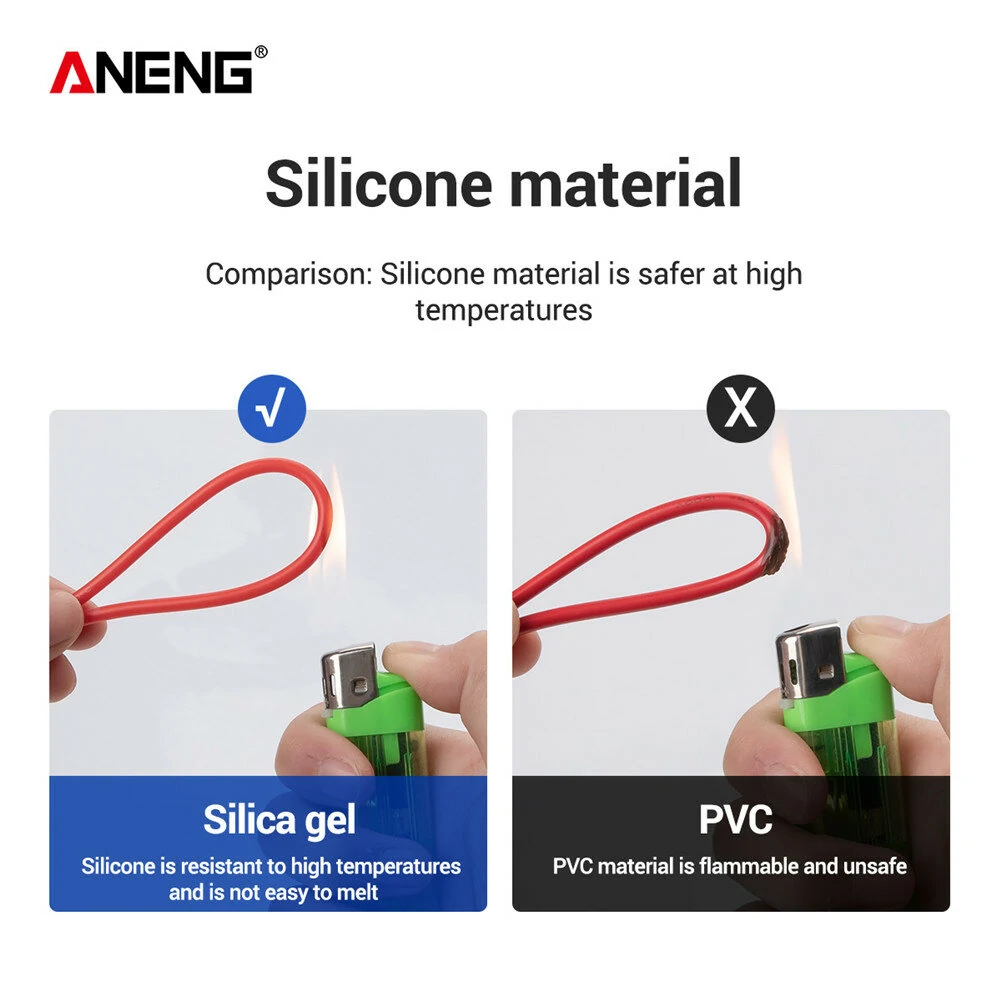(image for) ANENG PT1031 20A 1000V Slicon Rubber Delay Wire Gold Plated Sharp Probe Needles Digital Multi Meter Test Lead