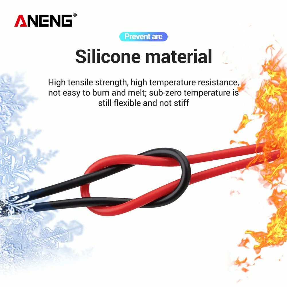 (image for) ANENG PT1031 20A 1000V Slicon Rubber Delay Wire Gold Plated Sharp Probe Needles Digital Multi Meter Test Lead