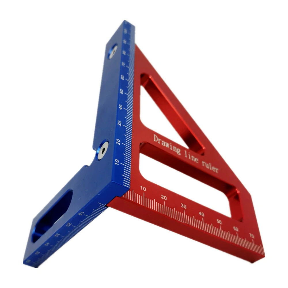 (image for) Aluminum Alloy 45/90 Degree Woodworking Square Protractor Miter Triangle Drawing Line Ruler Layout Height Gauge