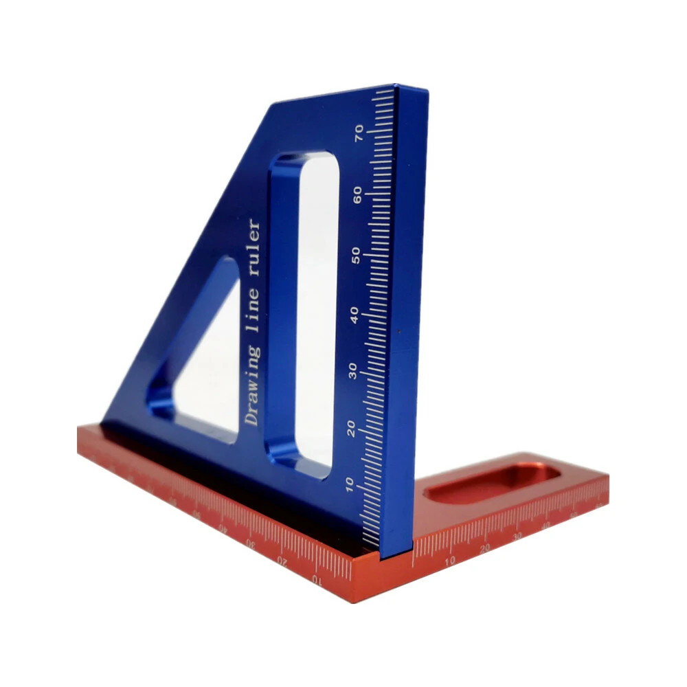 (image for) Aluminum Alloy 45/90 Degree Woodworking Square Protractor Miter Triangle Drawing Line Ruler Layout Height Gauge