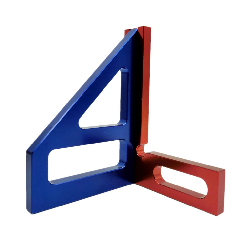 (image for) Aluminum Alloy 45/90 Degree Woodworking Square Protractor Miter Triangle Drawing Line Ruler Layout Height Gauge
