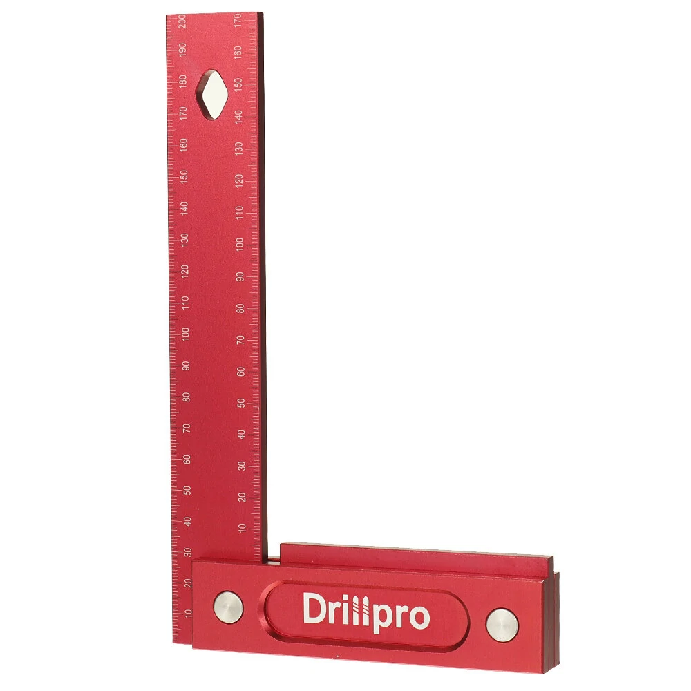 (image for) Drillpro 150/200mm Metric Precision Woodworking Square Aluminum Alloy Wide Seat Scribing Tool L 90° Right Angle Ruler