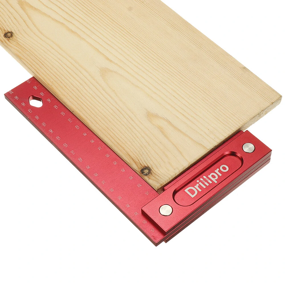 (image for) Drillpro 150/200mm Metric Precision Woodworking Square Aluminum Alloy Wide Seat Scribing Tool L 90° Right Angle Ruler