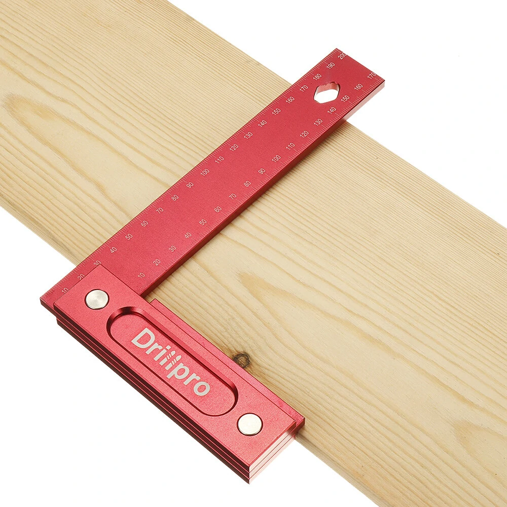 (image for) Drillpro 150/200mm Metric Precision Woodworking Square Aluminum Alloy Wide Seat Scribing Tool L 90° Right Angle Ruler