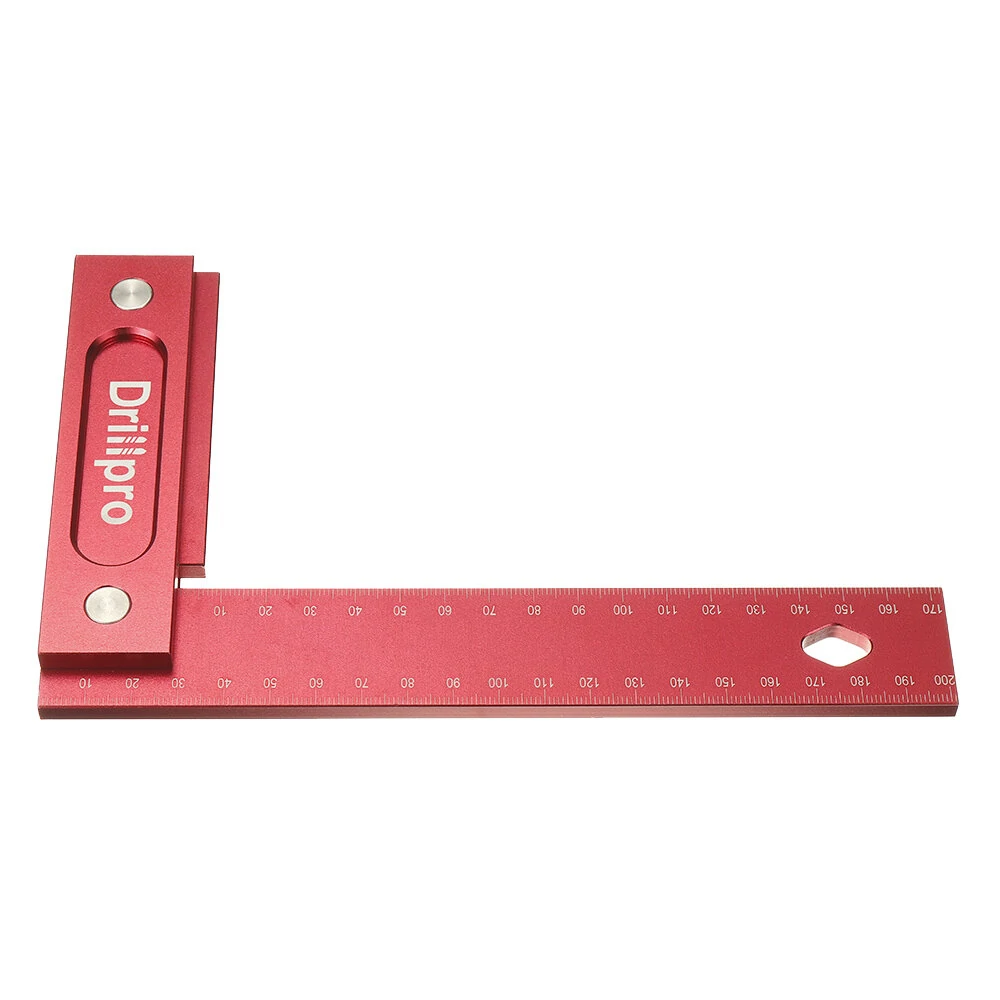 (image for) Drillpro 150/200mm Metric Precision Woodworking Square Aluminum Alloy Wide Seat Scribing Tool L 90° Right Angle Ruler