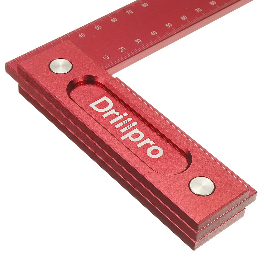 (image for) Drillpro 150/200mm Metric Precision Woodworking Square Aluminum Alloy Wide Seat Scribing Tool L 90° Right Angle Ruler