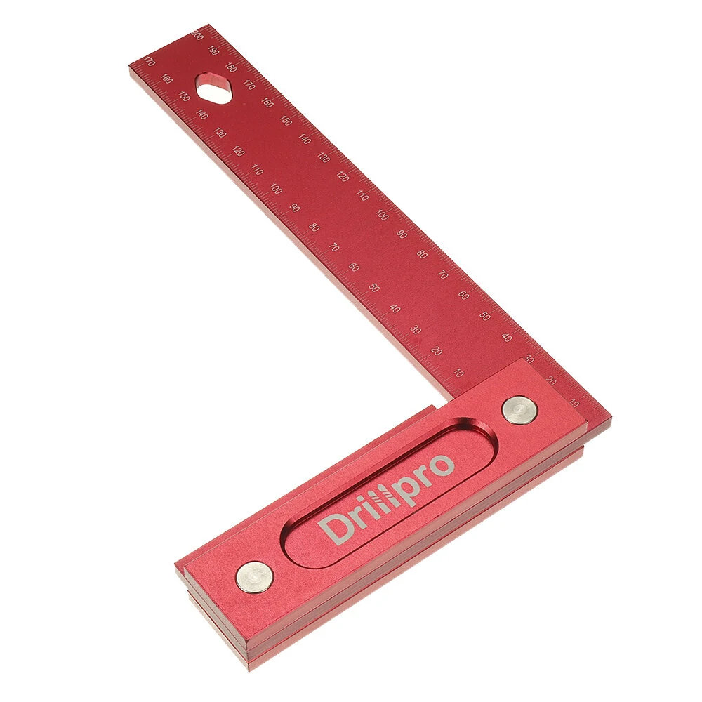 (image for) Drillpro 150/200mm Metric Precision Woodworking Square Aluminum Alloy Wide Seat Scribing Tool L 90° Right Angle Ruler