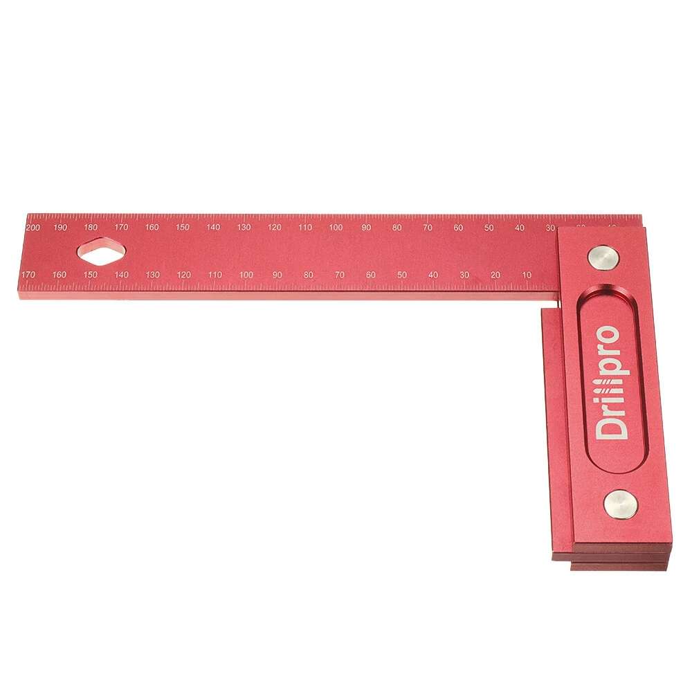 (image for) Drillpro 150/200mm Metric Precision Woodworking Square Aluminum Alloy Wide Seat Scribing Tool L 90° Right Angle Ruler