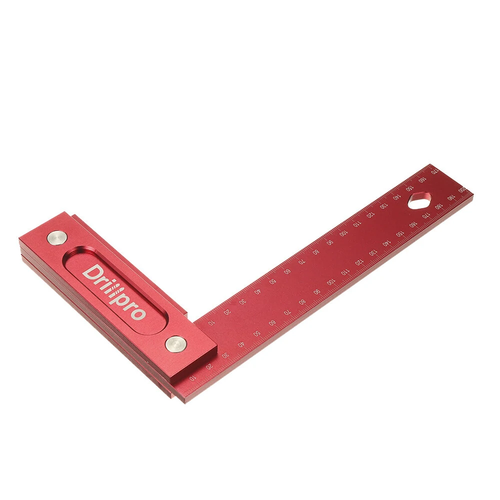 (image for) Drillpro 150/200mm Metric Precision Woodworking Square Aluminum Alloy Wide Seat Scribing Tool L 90° Right Angle Ruler