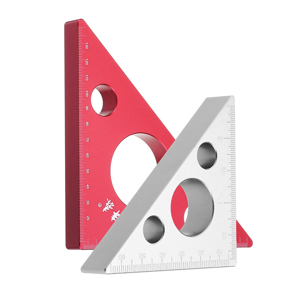 (image for) Drillpro 90 Degrees Aluminum Alloy Height Ruler Metric Inch Woodworking Triangular Ruler