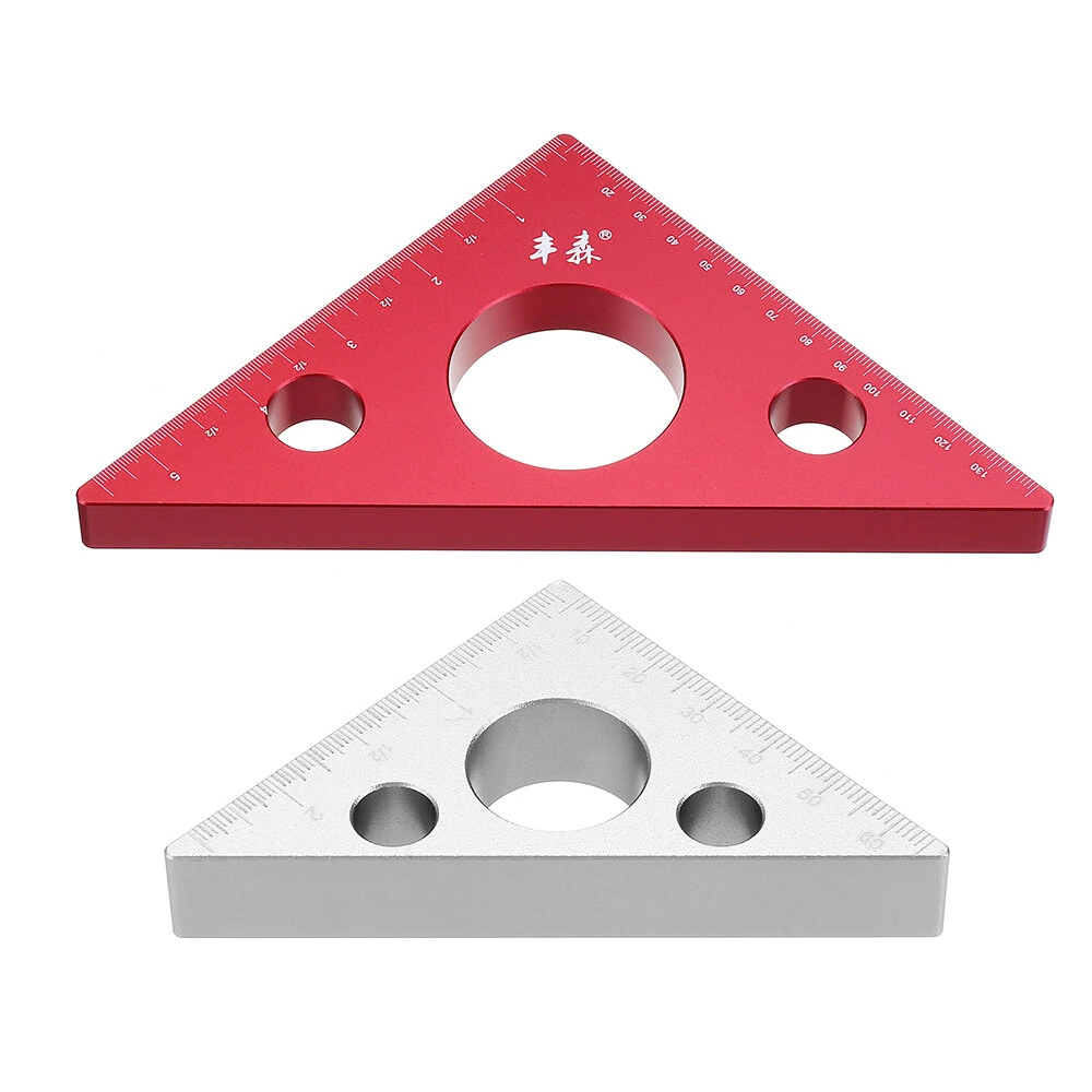 (image for) Drillpro 90 Degrees Aluminum Alloy Height Ruler Metric Inch Woodworking Triangular Ruler