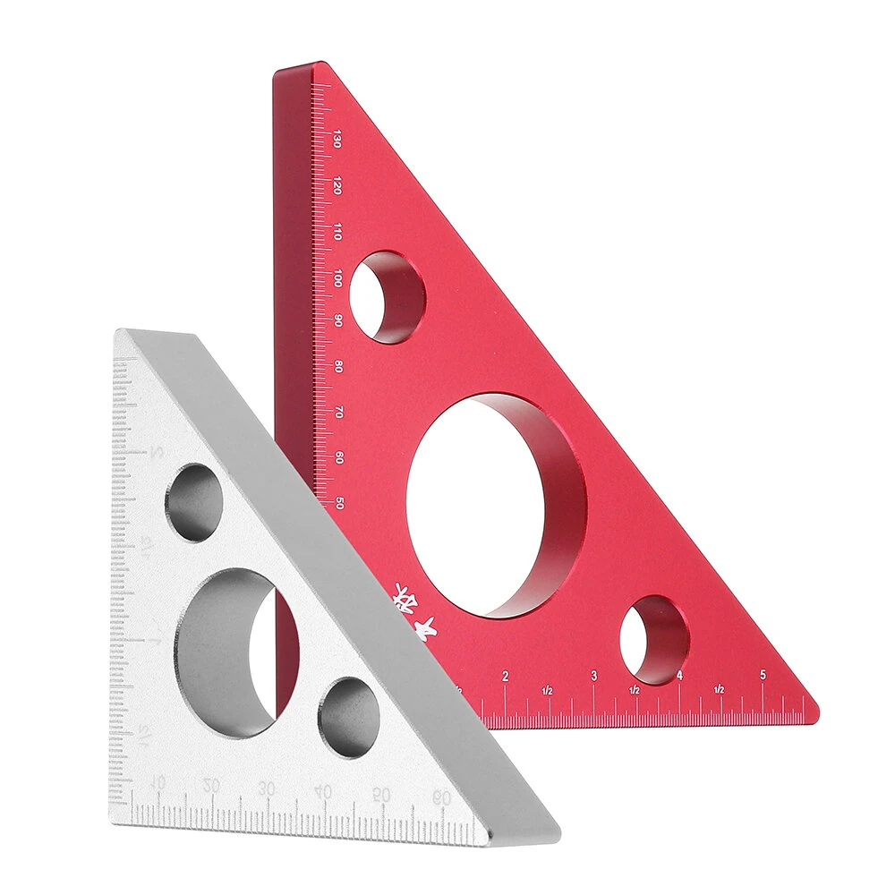 (image for) Drillpro 90 Degrees Aluminum Alloy Height Ruler Metric Inch Woodworking Triangular Ruler