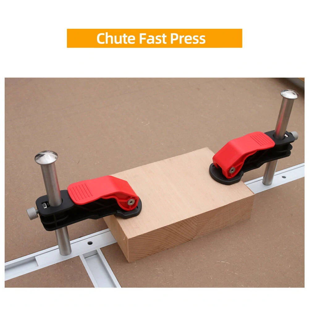 (image for) ENJOYWOOD 2 Pack 19mm 20mm Bench Dog Hold Down Quick Clamps Stainless Steel MFT Table T-Track Guide Rail System Clamps For MFT Table / T-Track / For Makita / Festool Guide Rail