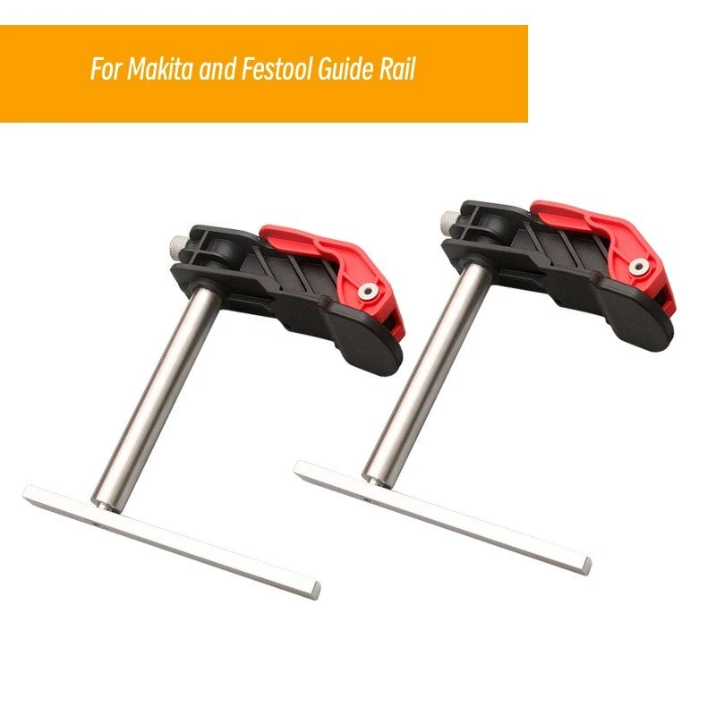 (image for) ENJOYWOOD 2 Pack 19mm 20mm Bench Dog Hold Down Quick Clamps Stainless Steel MFT Table T-Track Guide Rail System Clamps For MFT Table / T-Track / For Makita / Festool Guide Rail