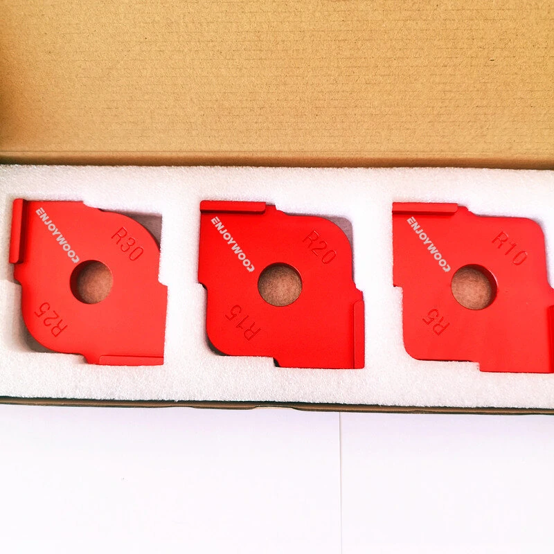 (image for) ENJOYWOOD 3PCS Aluminum Router Corner Jig Set R5-R30 6 in 1 Precision Woodworking Corner Templates Enduring and Easy to Use