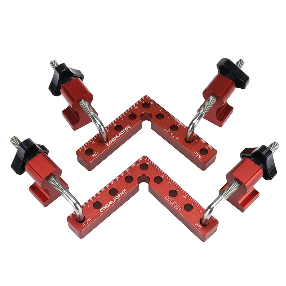 (image for) ENJOYWOOD 6PCS Woodworking Upgrade Right Angle Positioning Clamp Precision 90 Degree Clamping Square L-Shaped Auxiliary Fixture Splicing Board Carpenter Square Ruler Woodworking Tool
