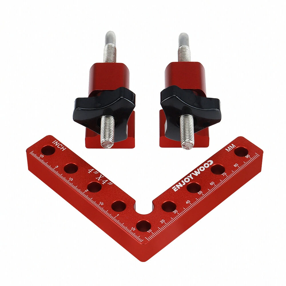 (image for) ENJOYWOOD 6PCS Woodworking Upgrade Right Angle Positioning Clamp Precision 90 Degree Clamping Square L-Shaped Auxiliary Fixture Splicing Board Carpenter Square Ruler Woodworking Tool