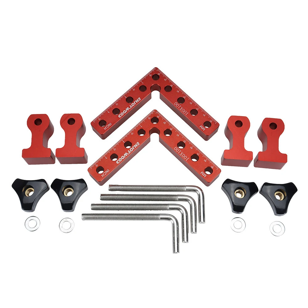 (image for) ENJOYWOOD 6PCS Woodworking Upgrade Right Angle Positioning Clamp Precision 90 Degree Clamping Square L-Shaped Auxiliary Fixture Splicing Board Carpenter Square Ruler Woodworking Tool