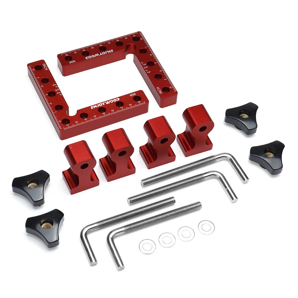 (image for) ENJOYWOOD 6PCS Woodworking Upgrade Right Angle Positioning Clamp Precision 90 Degree Clamping Square L-Shaped Auxiliary Fixture Splicing Board Carpenter Square Ruler Woodworking Tool