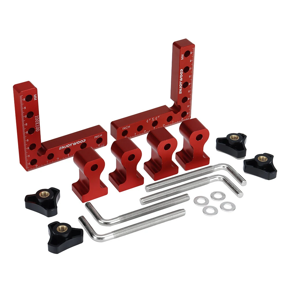 (image for) ENJOYWOOD 6PCS Woodworking Upgrade Right Angle Positioning Clamp Precision 90 Degree Clamping Square L-Shaped Auxiliary Fixture Splicing Board Carpenter Square Ruler Woodworking Tool