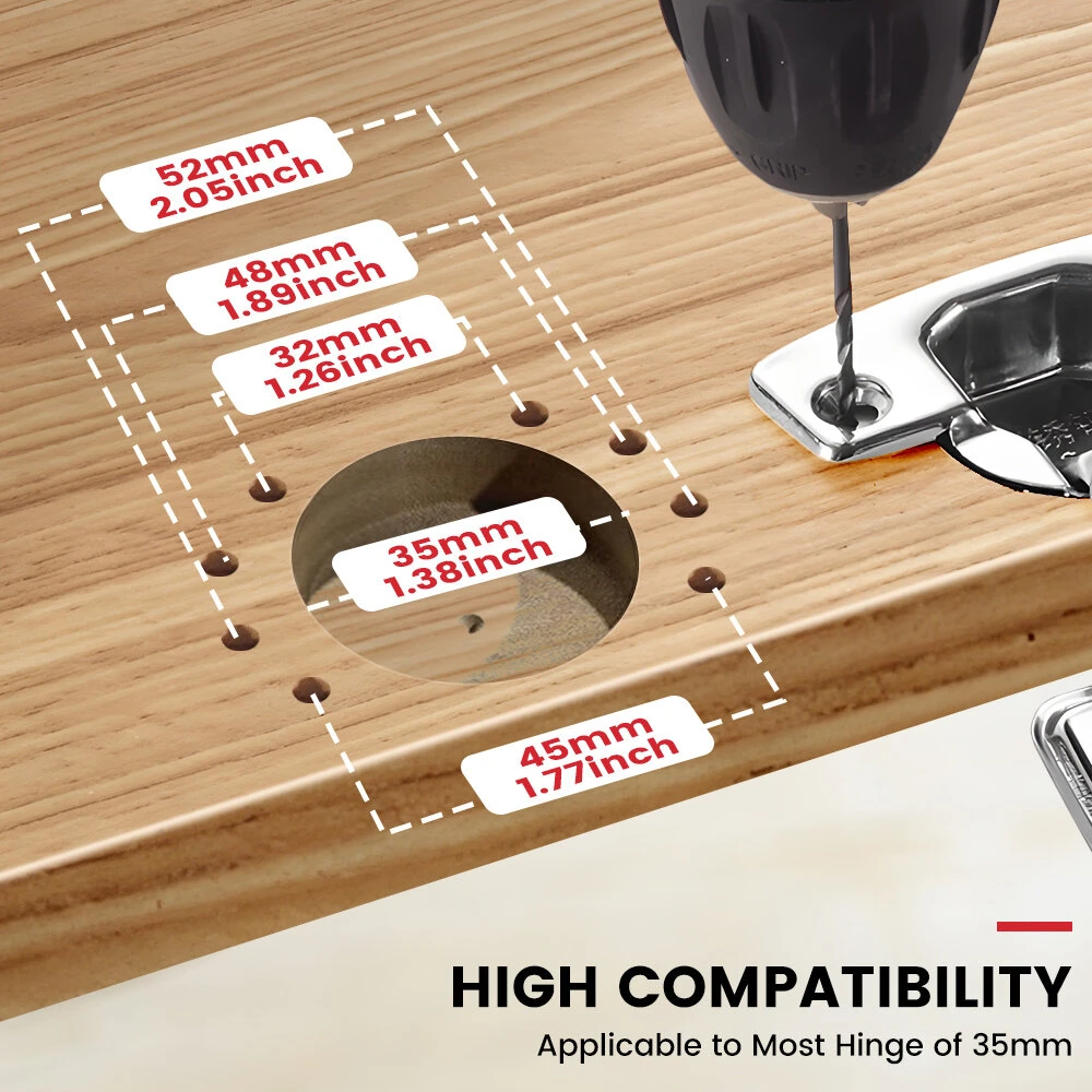 (image for) ENJOYWOOD Concealed Hinge Jig with Quick Clip and Dust Vacuum Adapter Concealed Door Hinge Jig 35mm Cabinet Hinge Jig Hinge Hole Drilling Jig for Woodworking Door Cabinet Hinges Mounting Tool