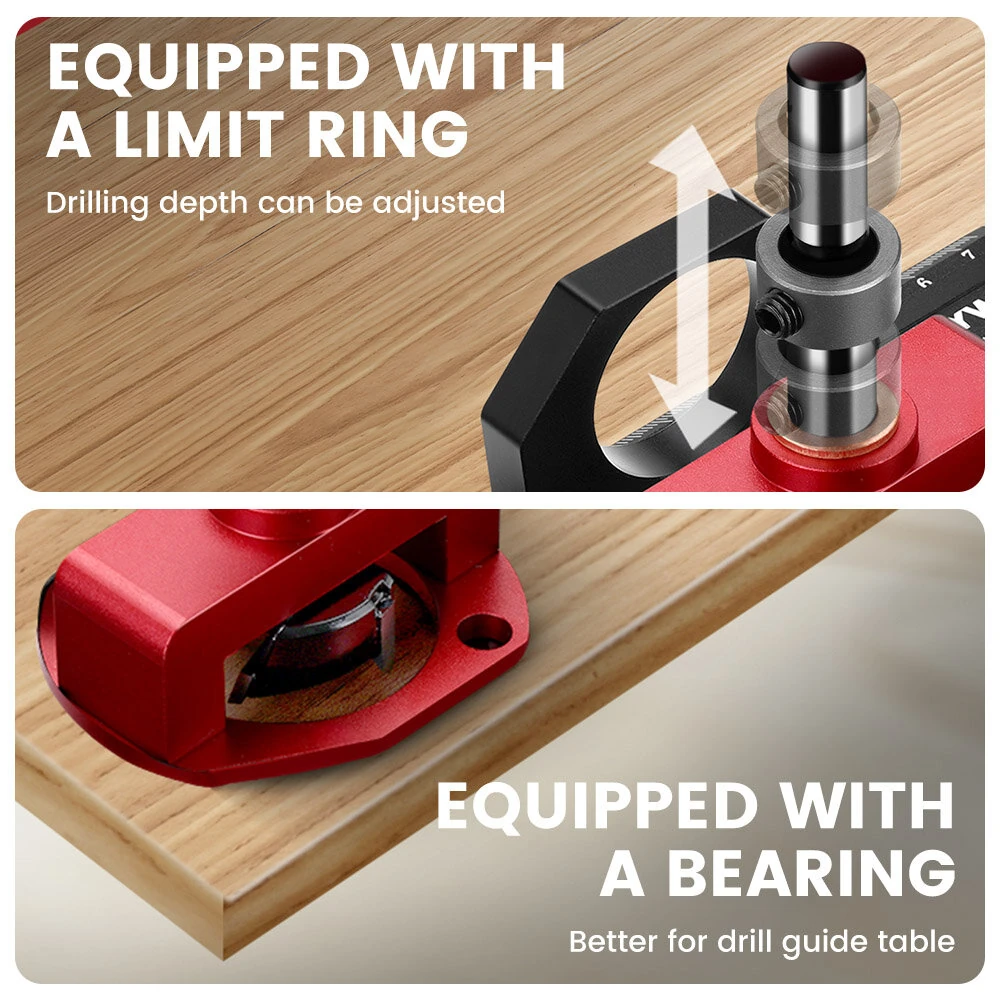 (image for) ENJOYWOOD Concealed Hinge Jig with Quick Clip and Dust Vacuum Adapter Concealed Door Hinge Jig 35mm Cabinet Hinge Jig Hinge Hole Drilling Jig for Woodworking Door Cabinet Hinges Mounting Tool