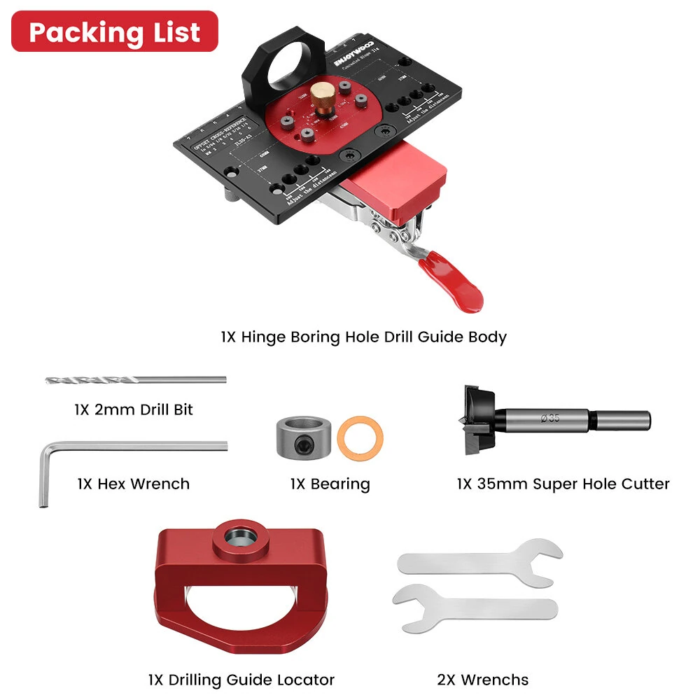 (image for) ENJOYWOOD Concealed Hinge Jig with Quick Clip and Dust Vacuum Adapter Concealed Door Hinge Jig 35mm Cabinet Hinge Jig Hinge Hole Drilling Jig for Woodworking Door Cabinet Hinges Mounting Tool