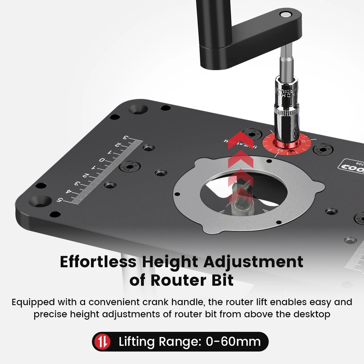 (image for) ENJOYWOOD GD7 PRO Router Lift for 65mm/69mm Wood Router for Router Table Set Up Lift with Router Plate Precision Woodworking