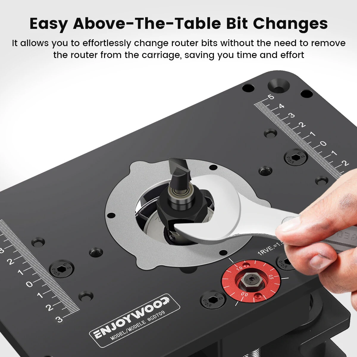 (image for) ENJOYWOOD GD7 PRO Router Lift for 65mm/69mm Wood Router for Router Table Set Up Lift with Router Plate Precision Woodworking
